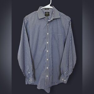 Neiman Marcus Gingham Button‎ Down Long Sleeve Large Trim Fit Business Casual